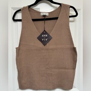 Ava & Viv Women's Brown Ribbed Tank Top